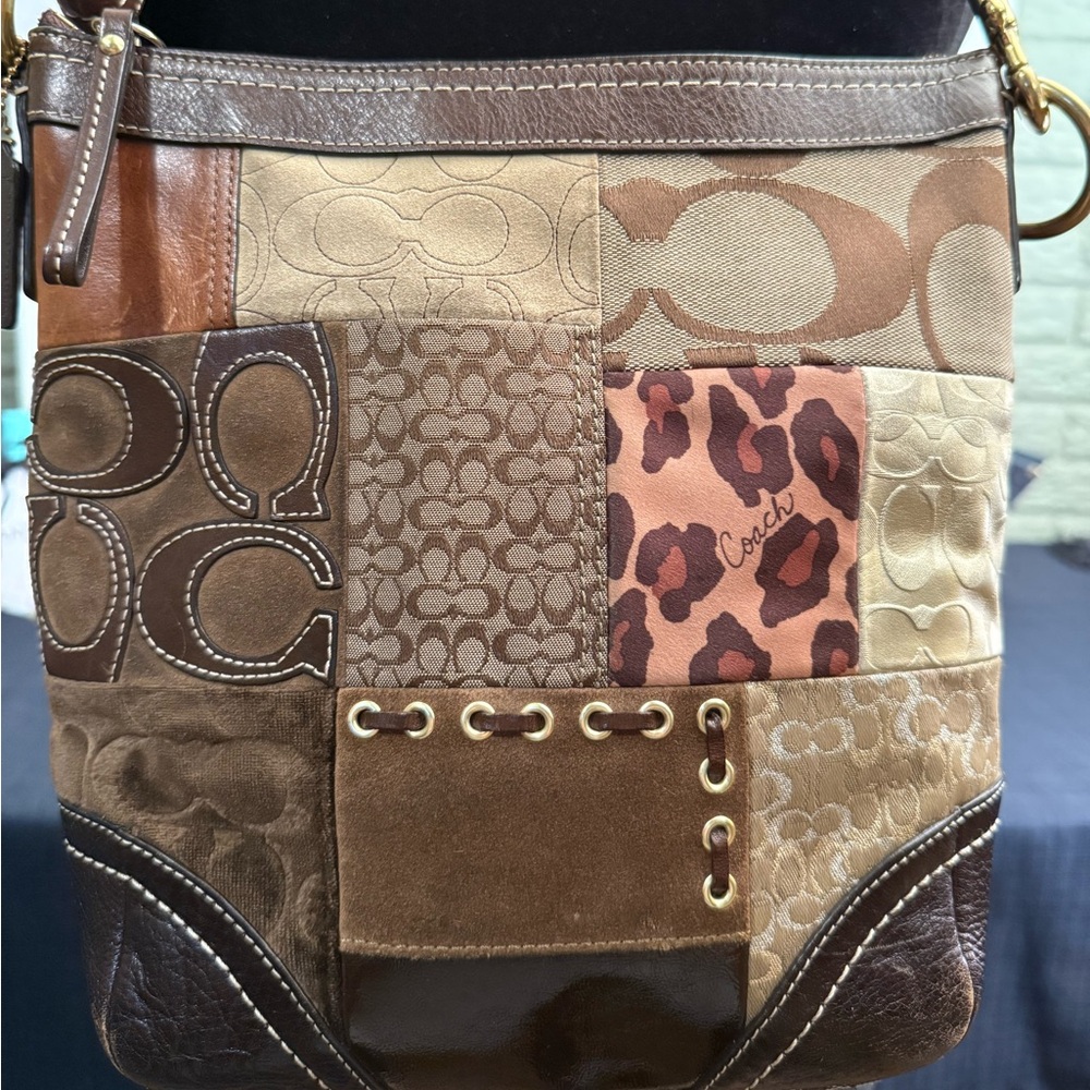 Coach Y2K Brown Patchwork Shoulder Bag 2008 w/dust bag